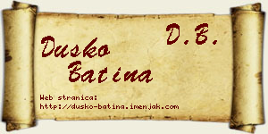 Duško Batina vizit kartica